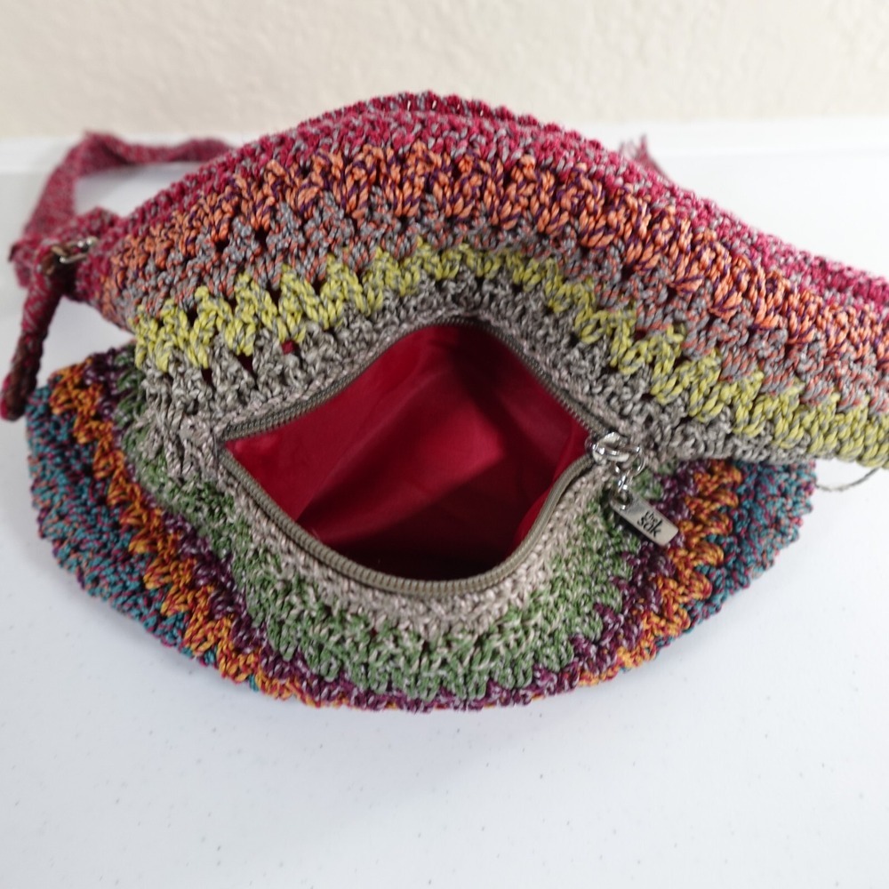 The Sak Crochet Hobo Boho Shoulder Bag Gypsy Stripe Cambria Purse Charm Tote - Picture 7 of 10